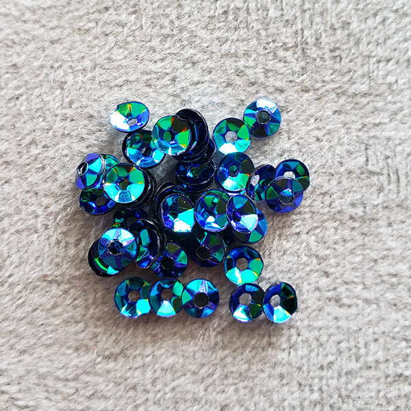 lentejuela de copa azul tornasol