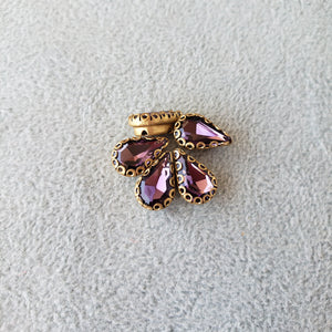 Materiales para bordar a mano en pedrería hechos de cristal, con hoyitos para costura, abalorio color morado con forma de gota